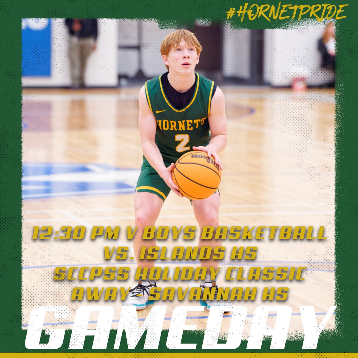 Hornet Basketball Gameday Away at Savannah HS!  
-SCCPSS Holiday Classic 
-11:00 AM Varsity Girls Basketball vs. Mt. Zion-Jonesboro
-12:30 PM Varsity Boys Basketball vs. Islands HS
#HornetPride