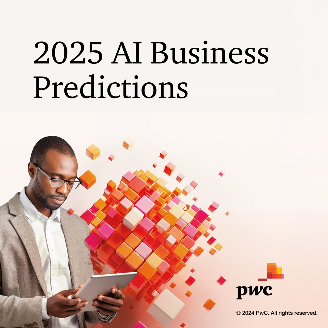 mccoughlin's tweet photo. What does it take to lead in AI? PwC’s 2025 AI Business Predictions provides an inside look at the trends shaping the future of business, with practical steps to unlock value today. Check out the full report now. https://t.co/ToZZYznfdA

#ai #artificialintelligence #predictions https://t.co/Ac6VHY1879