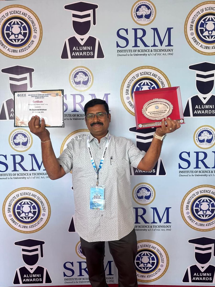 dayatiger197312's tweet image. Thank you @SRM_Univ recognising me for the #Distinguished Alumni Award for my Social Works and RTI activism
Special thanks to @Chitla_Rising
#SavingChitlapakkamLake #SaveElephants #RainwaterHarvesting #RTI #Railway #ChennaiMetro #FareReduction #Phase2Funding
#KilambakkamExtn