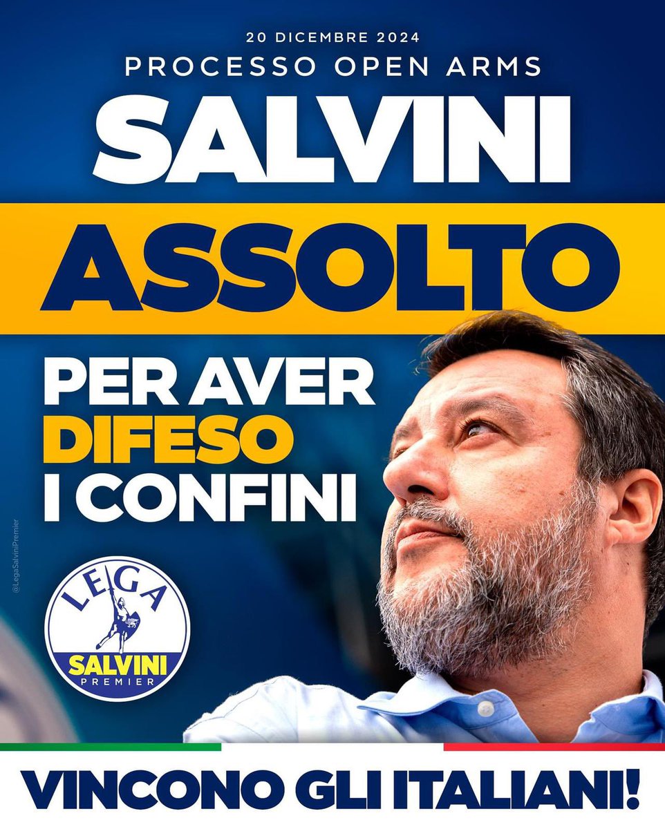 Difendere i confini non e’ reato 👏💪🏻
<a href="/matteosalvinimi/">Matteo Salvini</a> <a href="/LegaSalvini/">Lega - Salvini Premier</a>