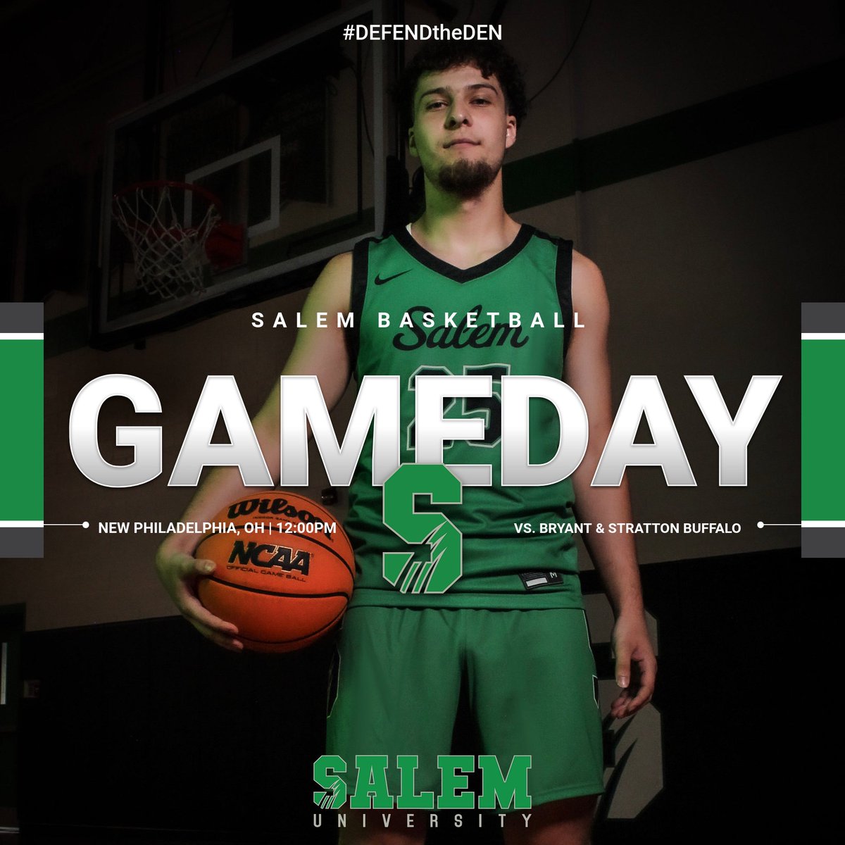 Noon tip-off today in New Philadelphia vs Bryant and Stratton Buffalo. #DefendTheDen
