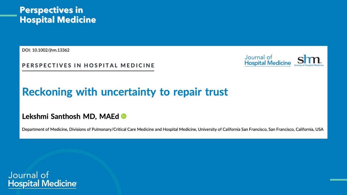 ❄️🤔 In the chill of uncertainty, trust can still thrive. @LekshmiMD explores how clinicians can better communicate uncertainty to improve care &amp; fight #misinformation.
🔗: doi.org/10.1002/jhm.13…