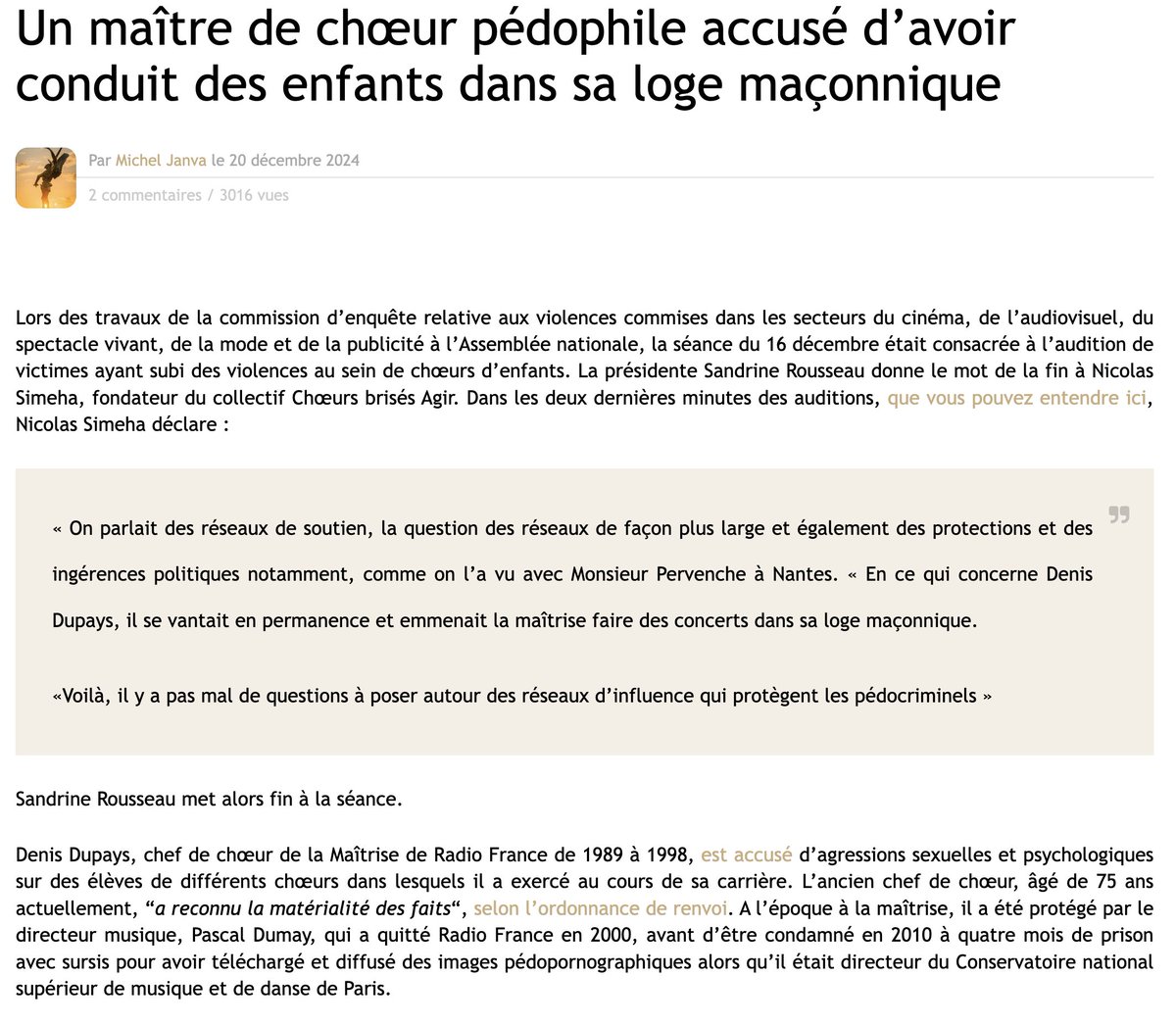 mk_polis's tweet image. Des réseaux d'influence qui protègent les pédocriminels, la franc-maçonnerie évoquée à l'Assemblée nationale 💥🎯
