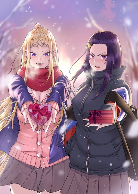 第14話カラー扉絵イラストバレンタイン回のクライマックスは「2巻14話」で「2/14」に出来て喜んだ思い出単行本特典になったりキャンペーンの広告などで使われてたので当時はよく見かけました#道産子ギャル #どさこい#どさこい過去絵集 