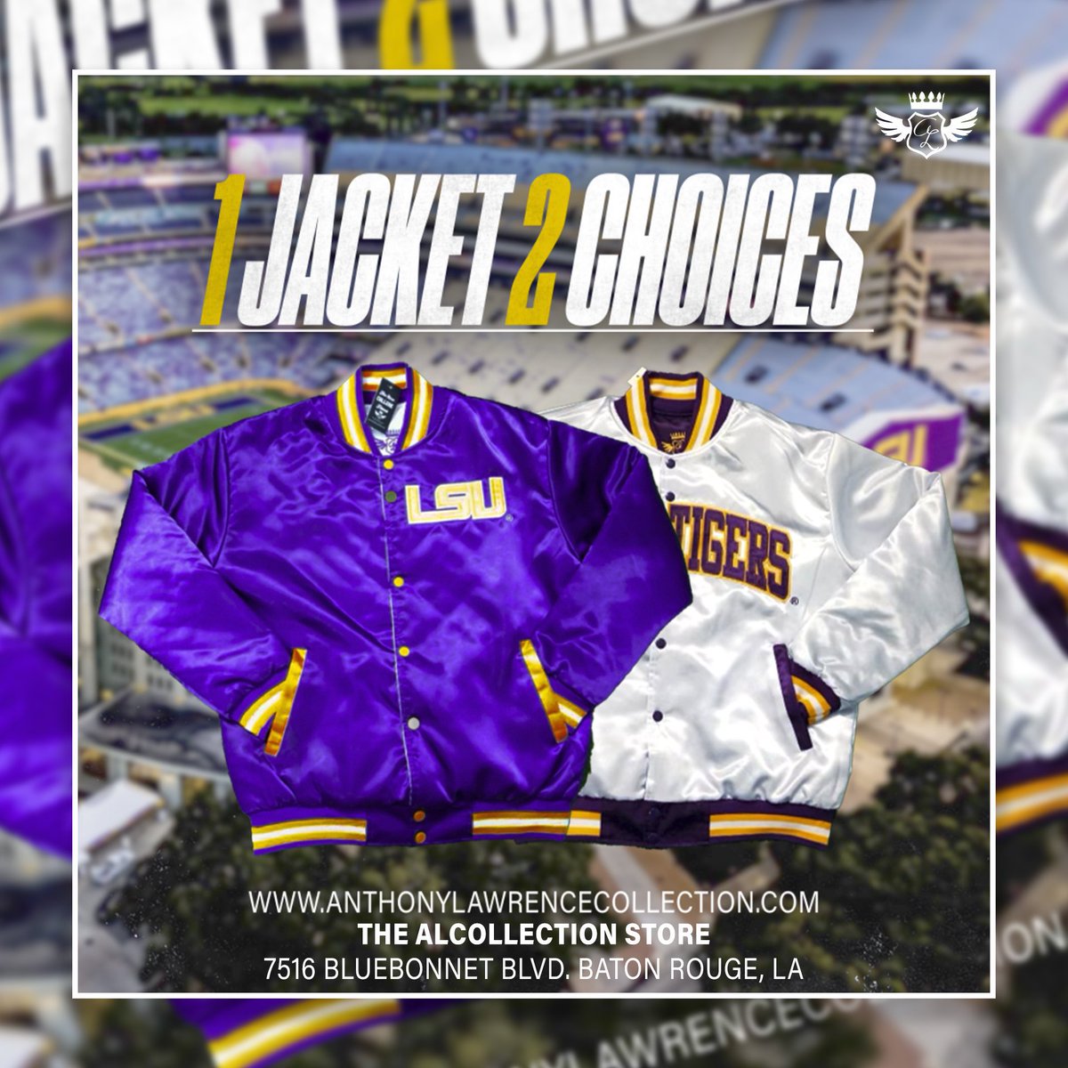 thealcstore's tweet image. #TigerNation get the ultimate #LSU Christmas gift. #ALcollectionLSU reversible jacket now available. We’re open today from 10AM - 3PM #HappyHolidays #GeauxTigers
