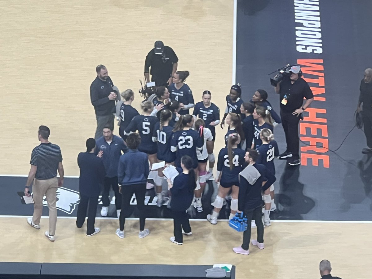 Congrats to Penn State Volleyball !! The school should be embarrassed though, 4 cheerleaders ,  handful of band members and no mascot ?! Every other school showed up for their team. Embarrassing 😳