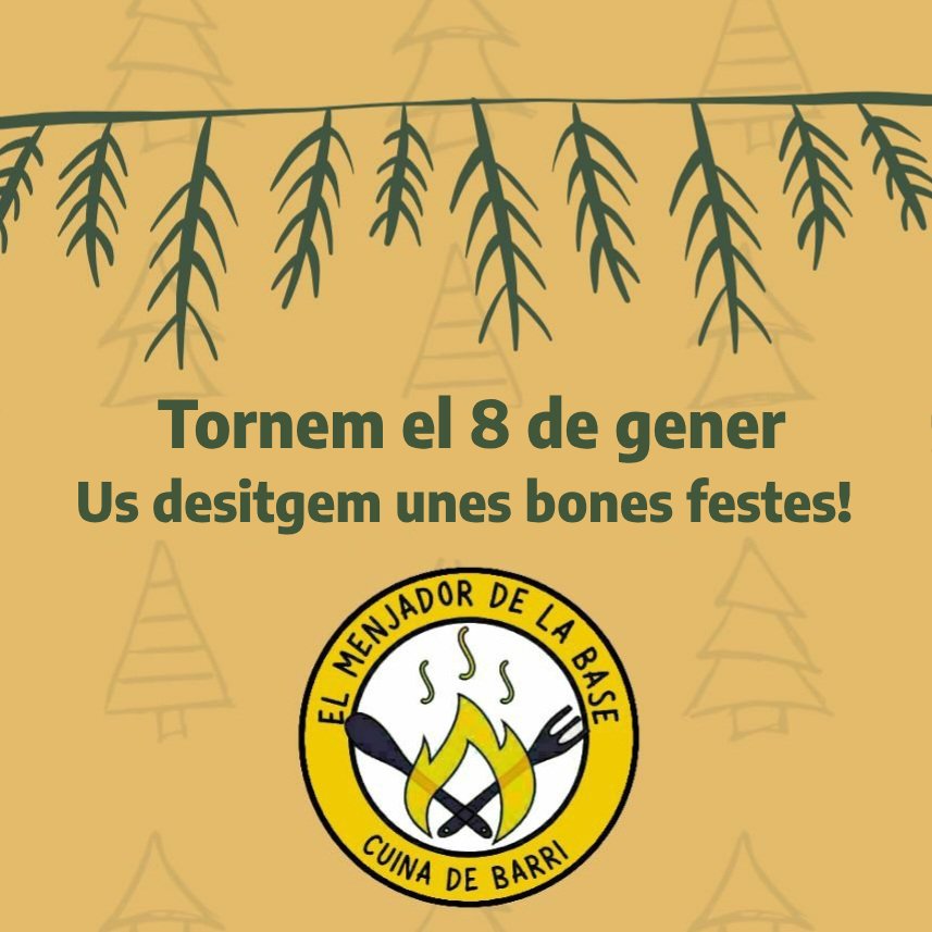 ✨️ Ens acomiadem fins 2025!

Agafem un merescut descans després de setmanes de treball intens.
Tornem el 8 de gener amb forces renovades per seguir oferint #MenjarCasolà de qualitat en un espai comunitari.

🌲Us desitgem unes bones festes i una bona entrada d'any.

🍽 #PobleSec