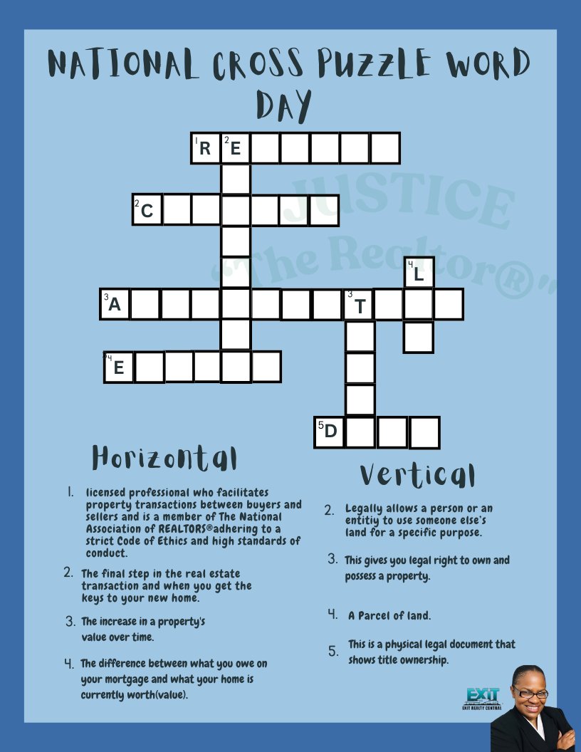 757agentforyou's tweet photo. 🧩✨ Happy National Crossword Puzzle Day! ✨🧩

Whether you're a seasoned pro or just getting started, today is the perfect day to celebrate the joy of solving those little word mysteries! 📚🖋️

#NationalCrosswordPuzzleDay #justicetherealtor #BrainTeasers #CrosswordChallenge https://t.co/dPqutBlzgY