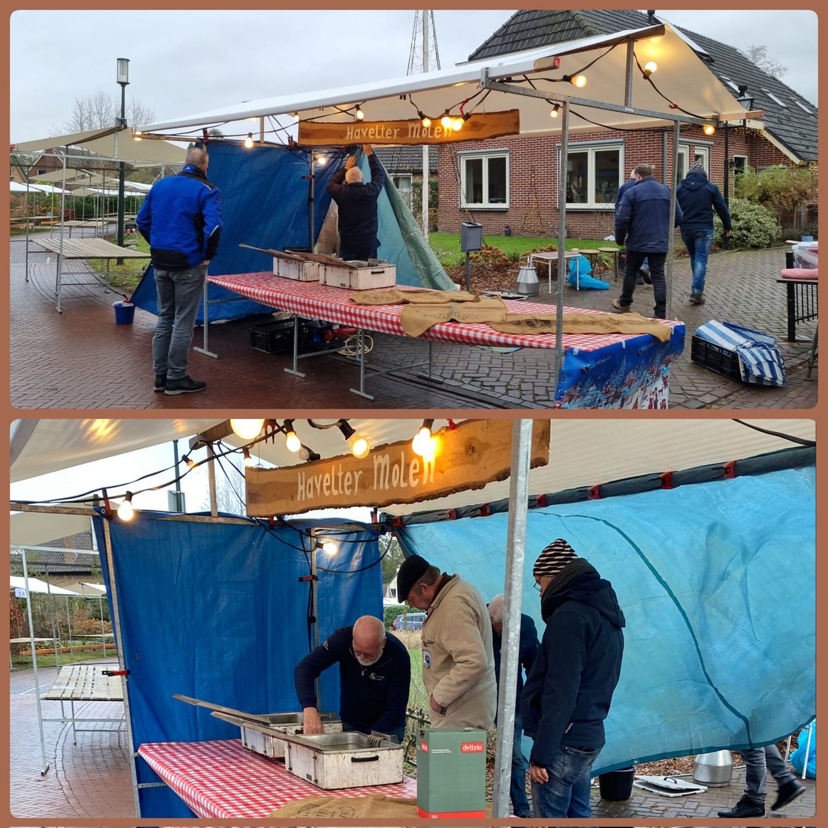 Het is eindelijk zover! De kerstmarkt van Havelte 🎅🏻 De opbouw van onze kraam is gestart 💪🏻 Verder werken we al hard in de keuken om alles klaar te hebben om straks de 1e oliebollen te kunnen bakken. Komen jullie ook langs tussen 13.30&amp;18.30 uur? We staan naast Bruggeman 🎅🏻