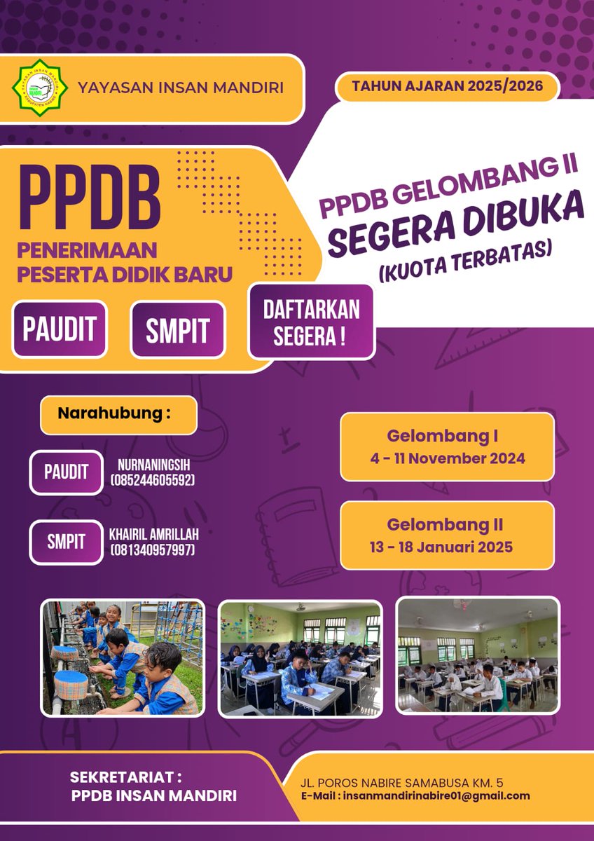 nabirenet's tweet image. #ppdb #yayasaninsanmandiri #nabire #papuatengah