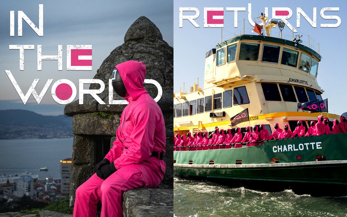 squidgame's tweet photo. No matter where you are in the world, the Pink Guards are always watching. Five days to go! https://t.co/YM0RFCD7Lu