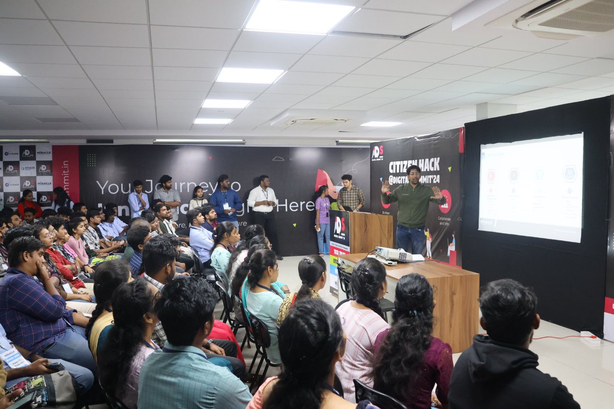 dsvizag's tweet photo. 250 students, 30 mentors, and 1 champion to emerge – Citizen Hack ‘24 is officially underway here at Miracle City! 🌟 Kicking things off with a refreshing shower and endless excitement in the air. Let the hacking begin! 🚀💻 #DS24 #CitizenHack https://t.co/XjBpSB6Ay4