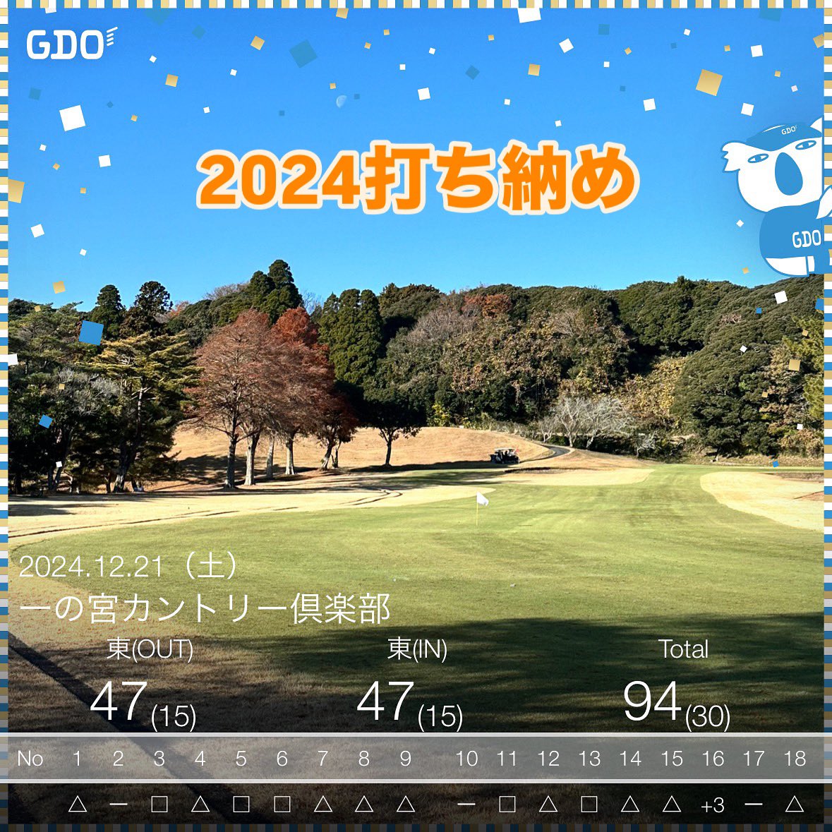 54ReS_golf's tweet photo. #2024打ち納め　#ゴルフ　#エンジョイゴルフ　#2025年は80切り目指します　#out/in偶然同じスコア https://t.co/5C8onU5KWj