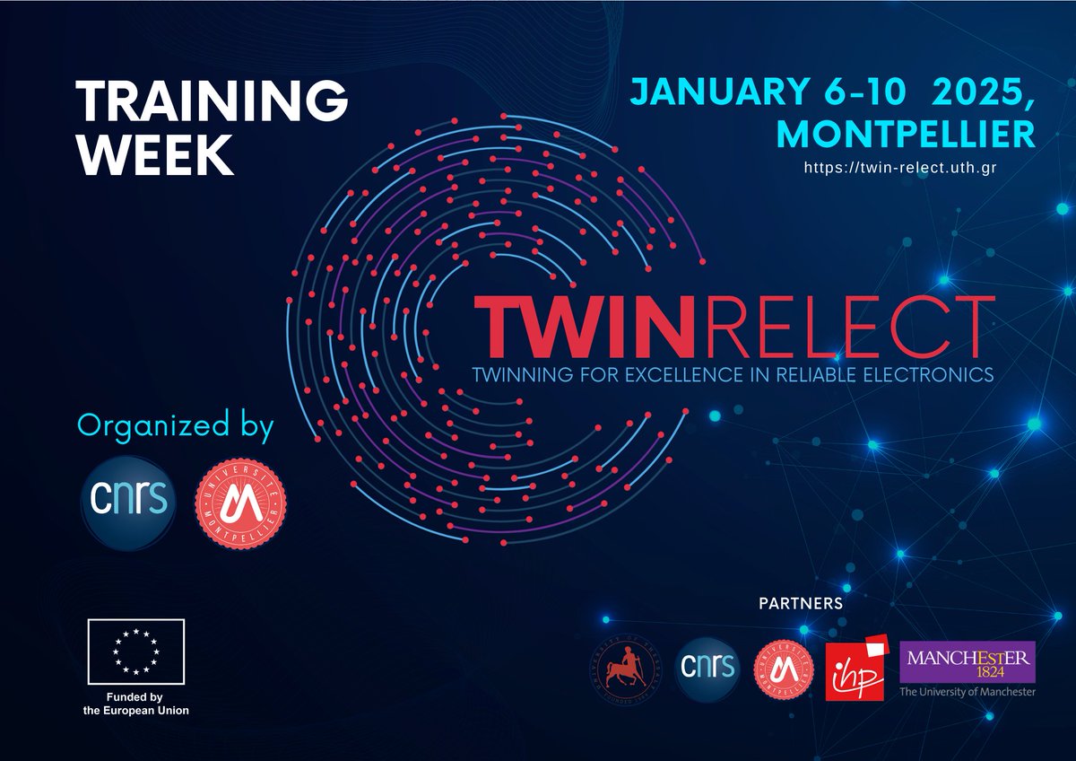 twinrelect's tweet image. 🌟 First TWIN-RELECT Training Week in Montpellier (@CNRS)

📅 Schedule Overview: twin-relect.uth.gr/first-training…

#TWINRELECT #ResearchCollaboration #TrainingWeek #Innovation #CNRS #EUFunded #Electronics #Semiconductors #HorizonEU #TWINRELECT #ReliableElectronics