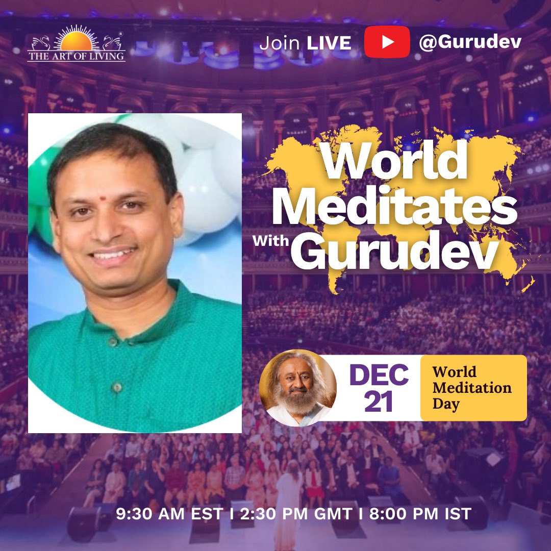 kanchivsk's tweet photo. Join me in the First #WorldMeditationDay Live Meditation With @Gurudev today at 8pm 
https://t.co/uTm45YU6qV 
#WorldMeditatesWithGurudev #WorldMeditationDay2024 
#meditation 
#MeditationDay 
#PeaceAndLove @ArtofLiving https://t.co/tOtCBd2Sa1
