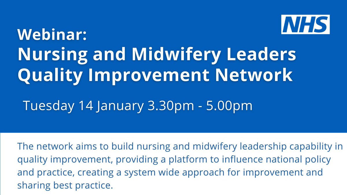 Together we're co-designing and developing this community of nursing and midwifery leaders who have direct responsibility for or a background in quality improvement. 

Sign up to join the network here #teamCNO: bit.ly/3FQRGNy