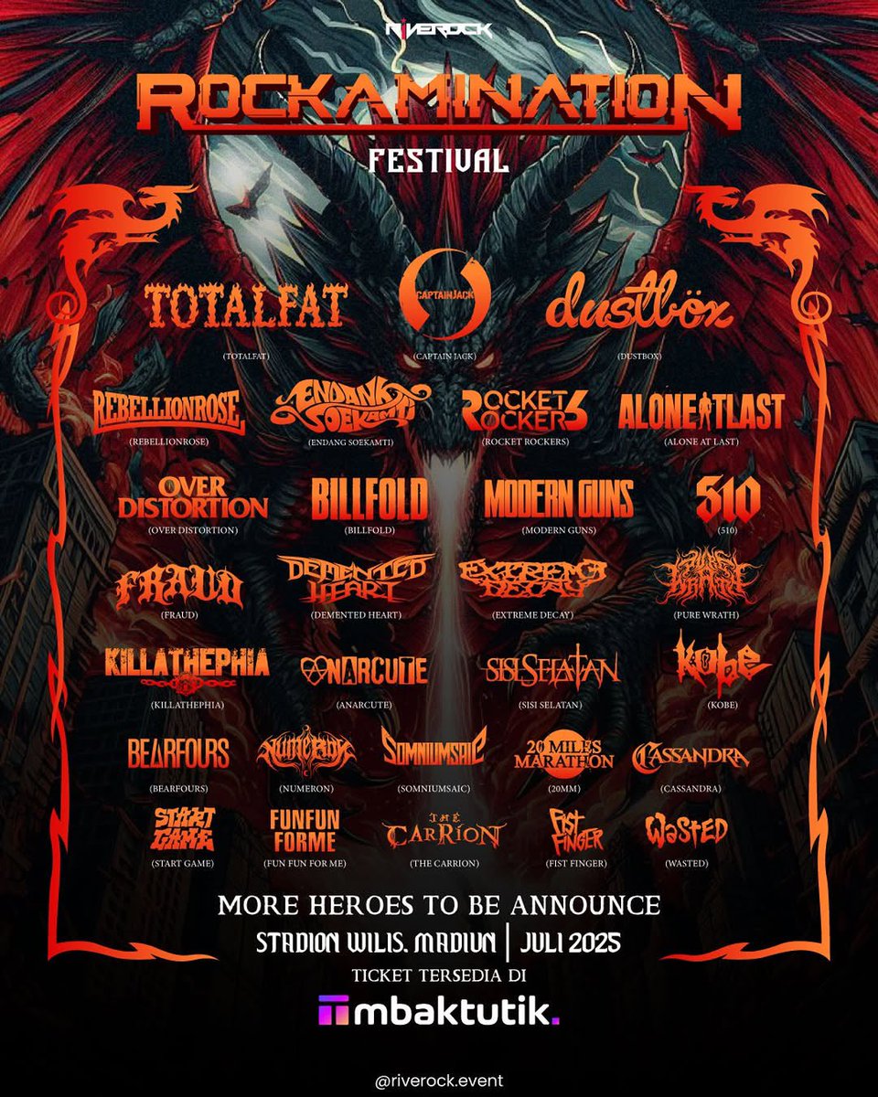 Totalfat dan Dustbox akan menjadi headliner Rockamination Festival 2025 🤘🏿🗿