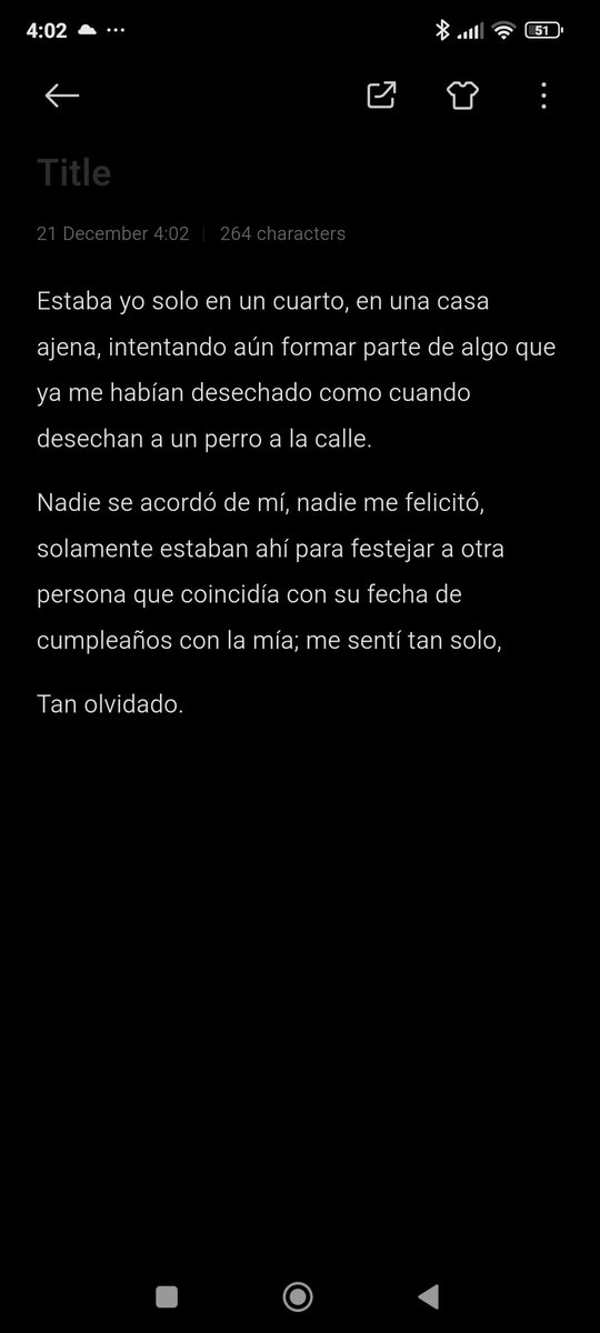 Escribí esto recordando mi último cumpleaños; les daré un consejo, cuando terminen una relación, no importa que tanto se lleven bien con la familia, a ellos también mandenlos a la verg.. Si la persona es mier.. Es porque de algun lado lo aprendió(habrá excepciones)tu paz es mejor
