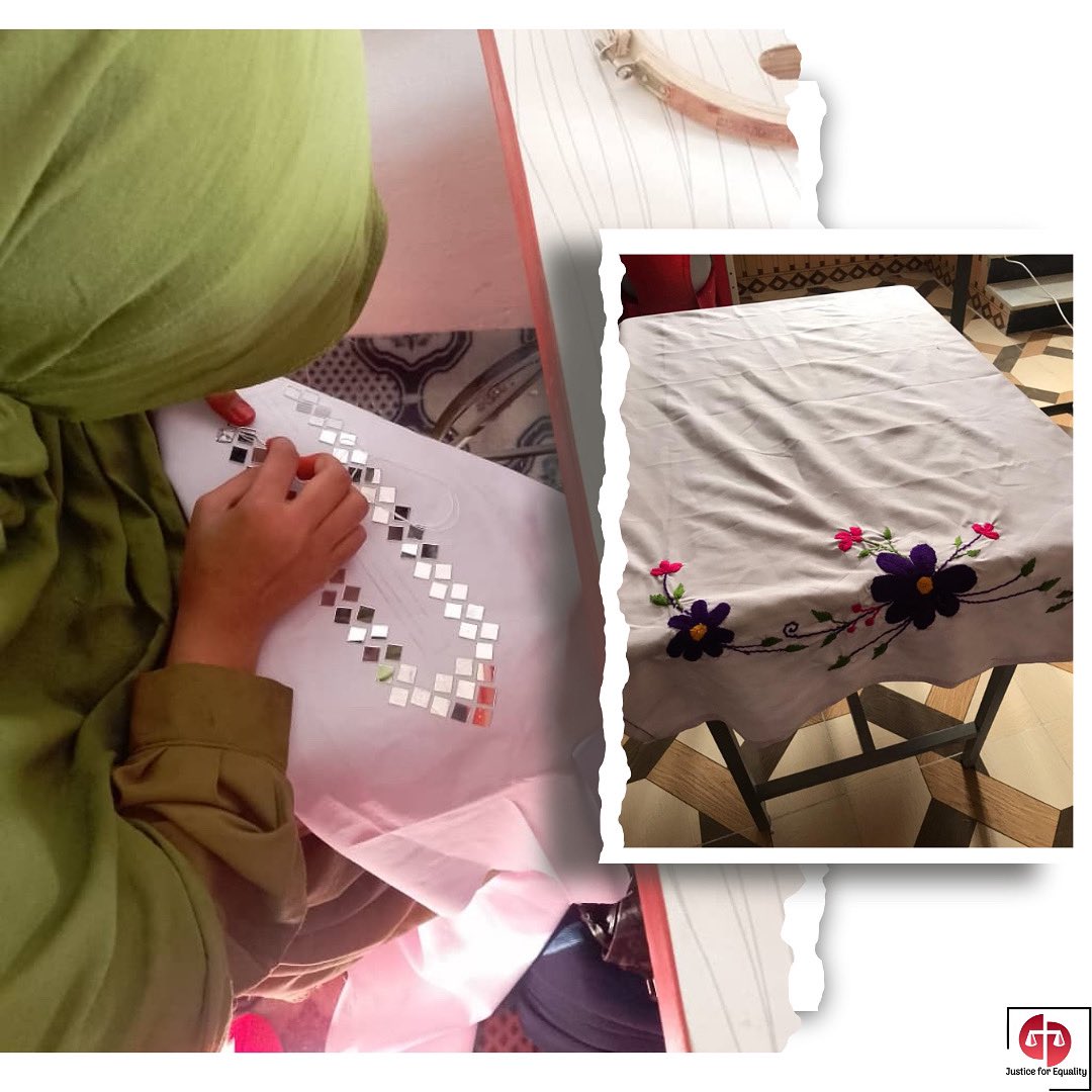 JEAO's Guldozi sessions teach trainees embroidery skills like crafting tablecloths and adding mirrors to fabrics, helping them build creative and sustainable livelihoods.