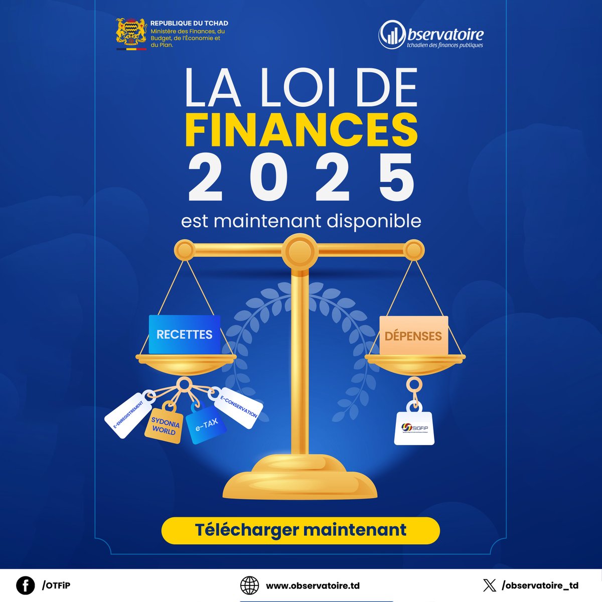 Observatoire_TD's tweet photo. La loi de finances 2025 est maintenant disponible ici : https://t.co/Uhm5sXHX0m

#observatoiretchadien #OTFiP #loifinances2025 #loidefinances https://t.co/lXa5fhFw9Q
