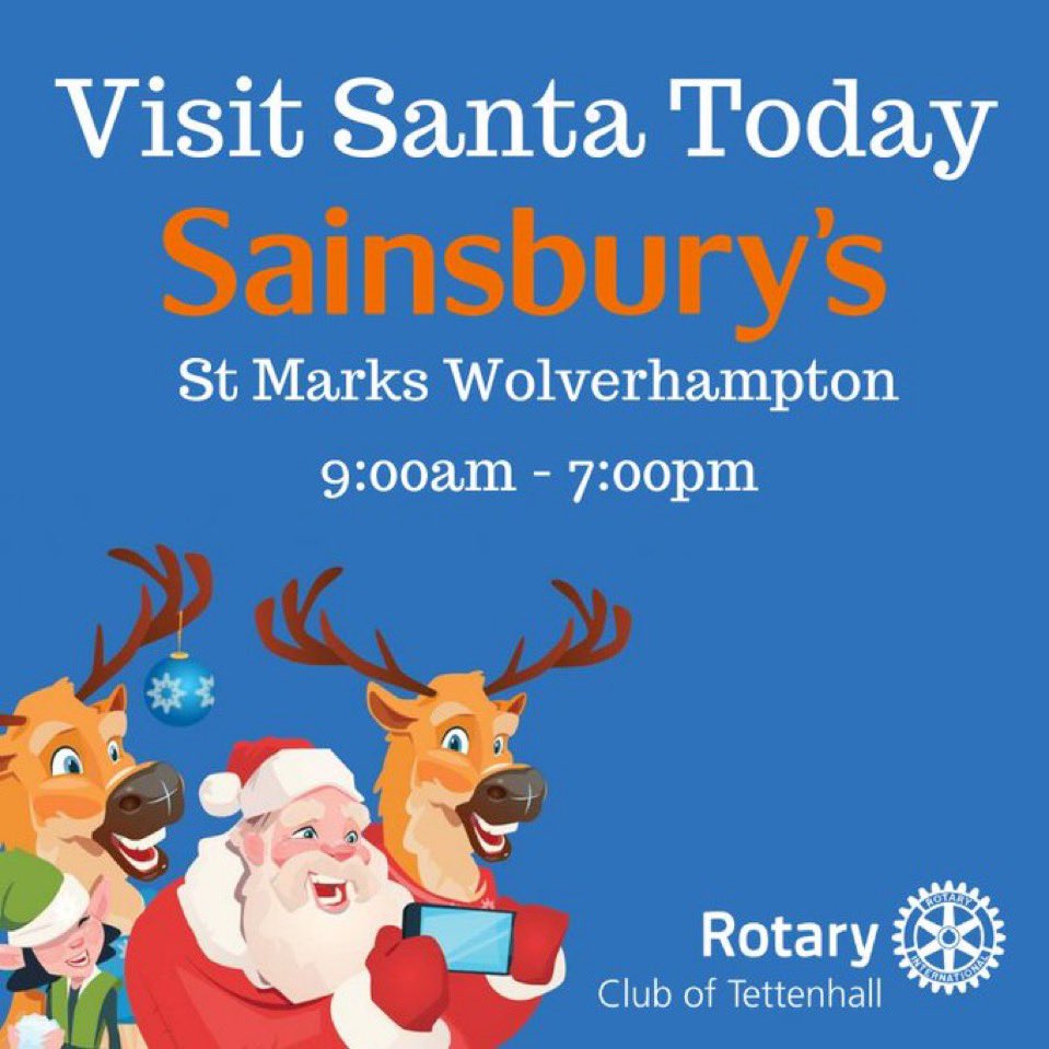 Come along to Sainsbury’s in Wolverhampton and let Santa know what you'd like for Christmas this year

The <a href="/TettRotary/">Tettenhall Rotary</a> Santa Sleigh will be at <a href="/sainsburys/">Sainsbury's</a> St Marks in Wolverhampton from 9:00am until 7:00pm today

Please share with friends and family in the area