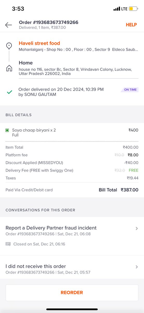 ankurswapnil's tweet photo. @Swiggy @SwiggyCares always doing same kinda thing. Yesterday I was slept after ordering food. I order 2 soya chap biryani but delivered only 1. I don’t know whether it’s restaurant or delivery partner. Don’t make ppl fool. https://t.co/vrnkubILNw
