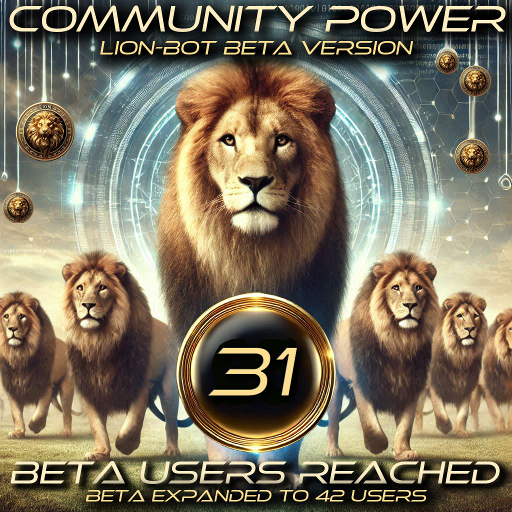 🚀 Exciting News for the LION-Bot Community! 

The launch of the free Beta Lifetime Version is just around the corner! Don’t miss this unique opportunity to register and become part of the LION-Bot revolution. 🦁

📩 How to register?
Simply DM our Telegram Admins to secure your
