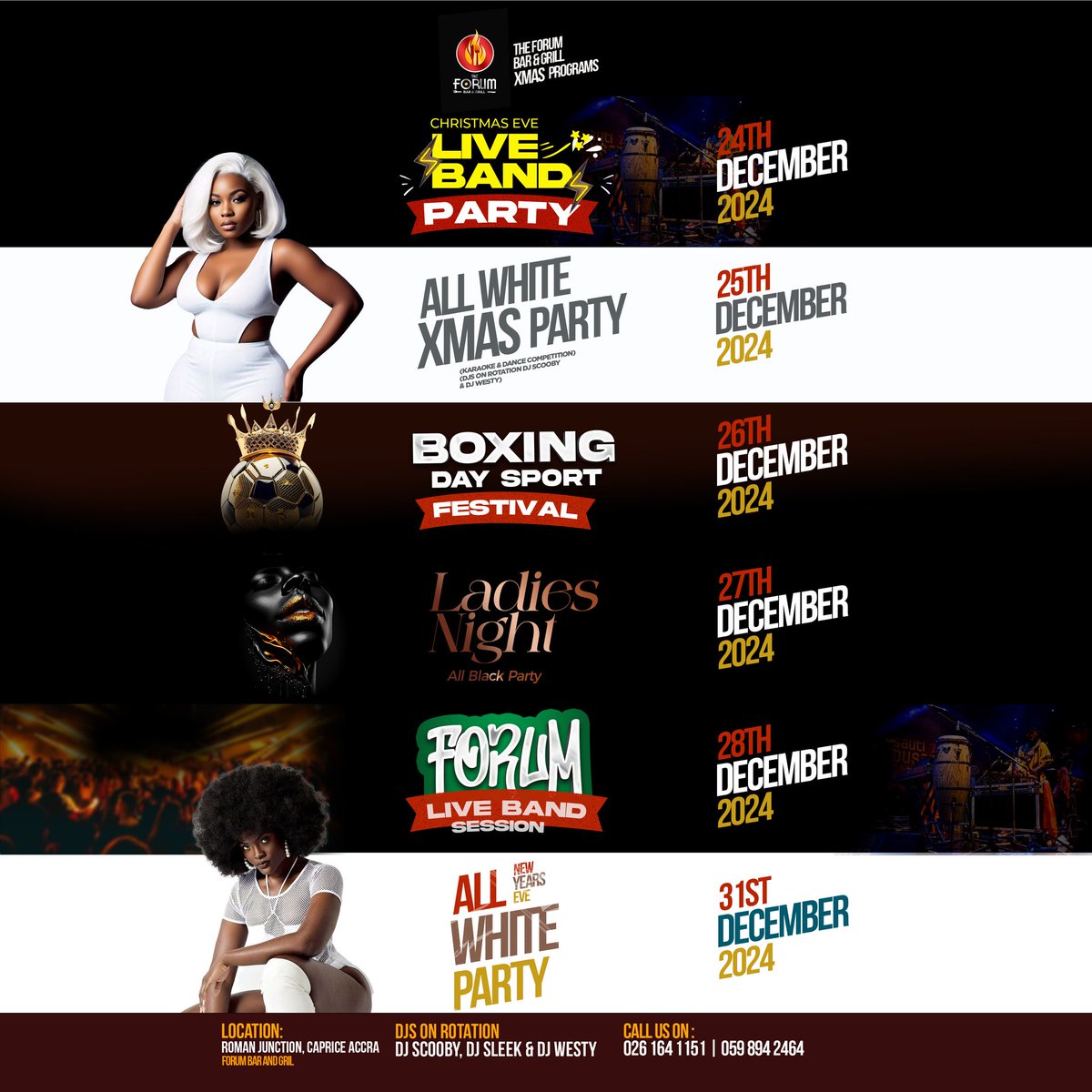 Our Program Line-Up for the Festivities 
🎼🎶💃🕺🍲🌮🍺🍾🍷