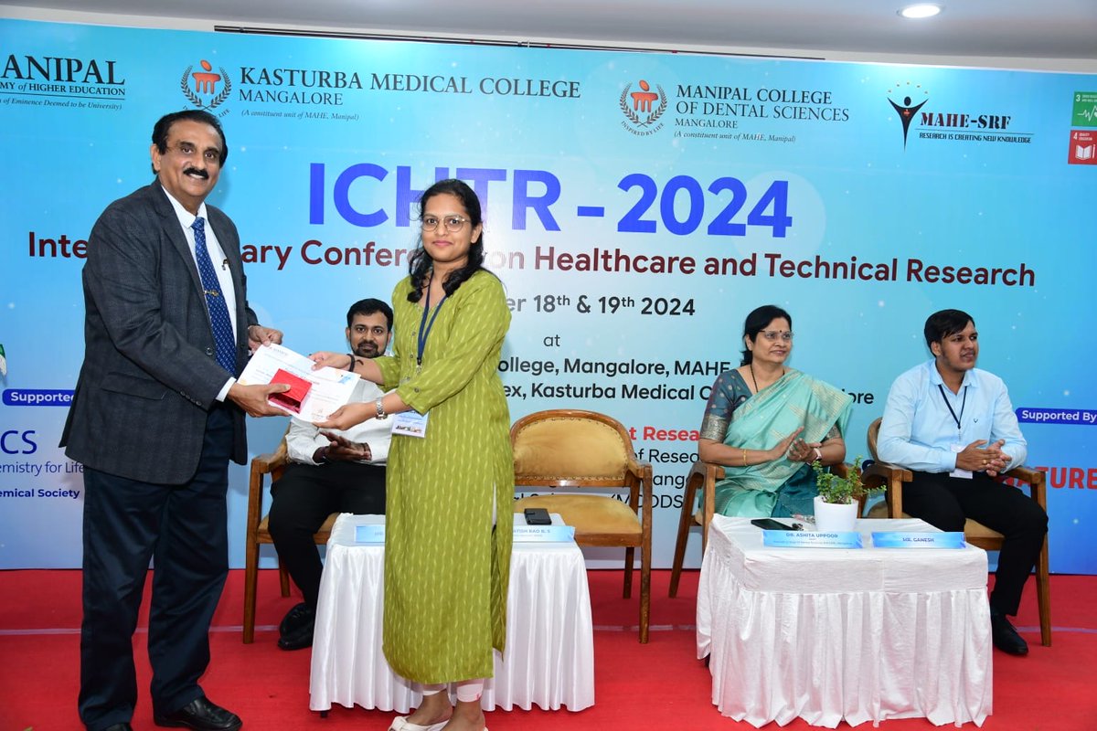 Congratulations to our PhD scholar Ms. K. R. Souharda for winning Best Poster Presentation at ICHTR 2024 organised by MAHE-SRF @ KMC Mangalore.