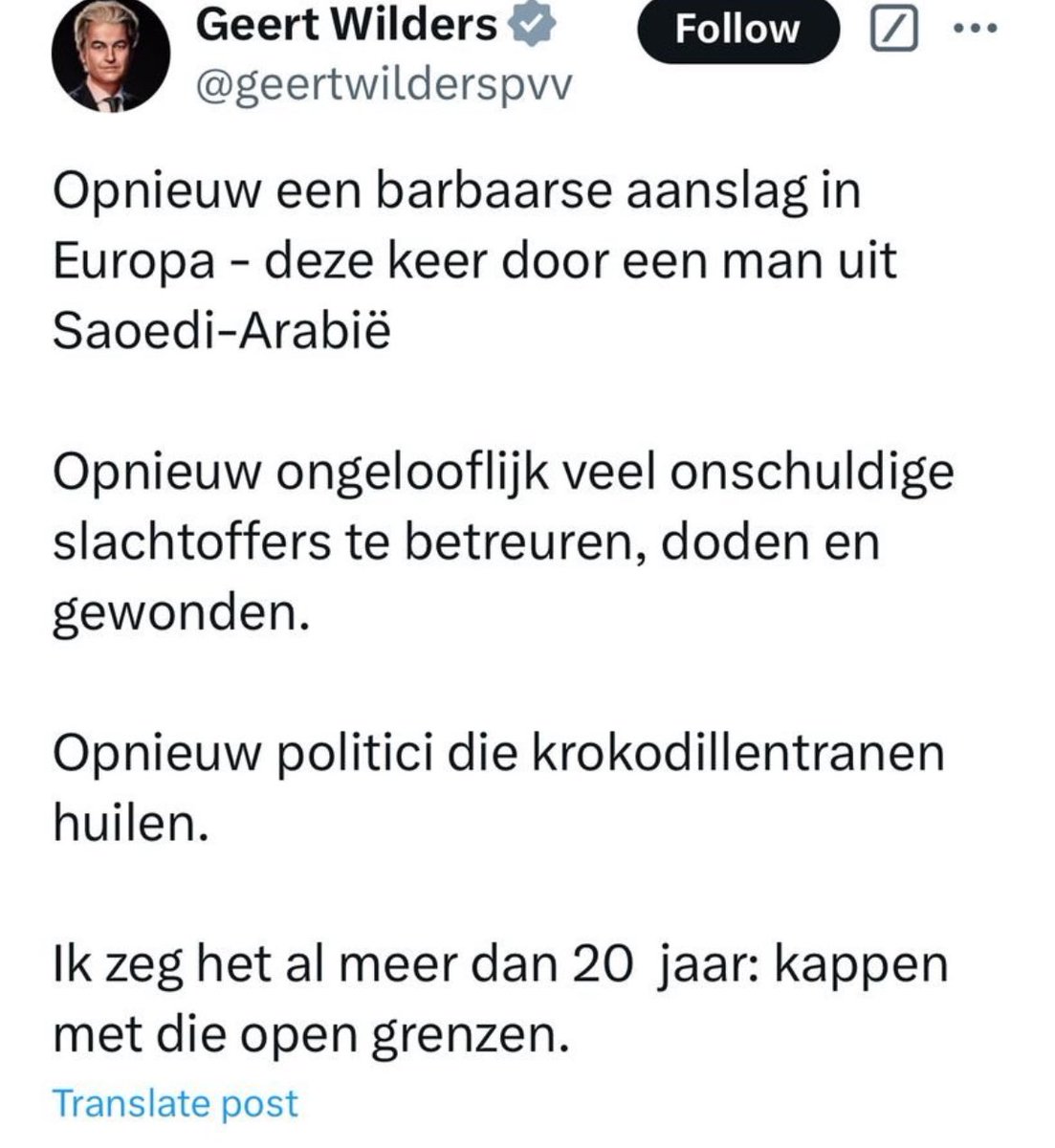 Frank_GalantJr's tweet photo. En toen bleek die Saoedische man, de massamoordenaar van #Maagdenburg , fan te zijn van goeroe Geert, net als Breivik indertijd. #Terrorisattack #Wilders https://t.co/QJNEZ4mQXQ