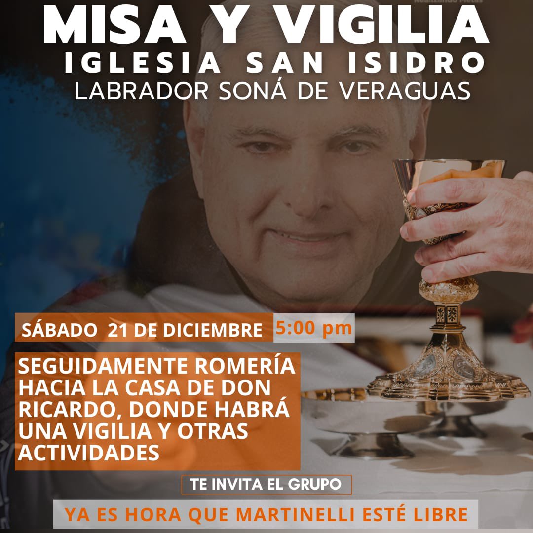 Mil gracias a todos, muy en especial a quienes vienen de lejos y a mis paisanos Sonaeños,  por esta vigilia y ponerme en sus rezos para romper estas cadenas de la injusticia que aún persisten en Panamá.