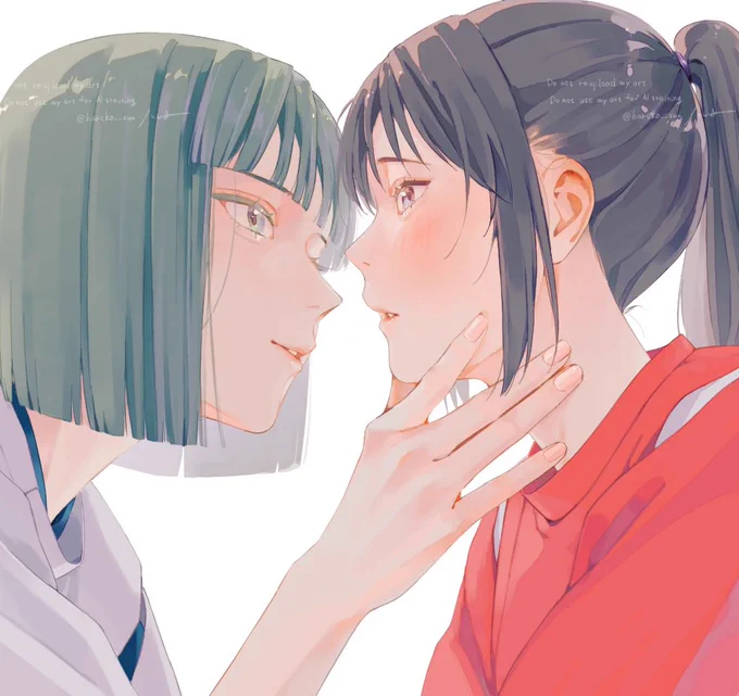 千尋をみつめるハク 