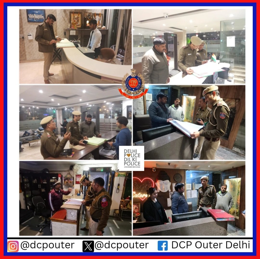 dcpouter's tweet photo. Ring in the New Year with Safety First! 🛡️

As the New Year, Republic Day, and Delhi Assembly Elections approach, #OuterDistrict police are on high alert, ensuring hotels stay safe & secure.

Stay Alert, Stay Safe! 🤝👍

#CelebrateSmart #SafetySquad #DPUpdates #DPCares @DelhiPolice @ps_mundka @PSPVWest