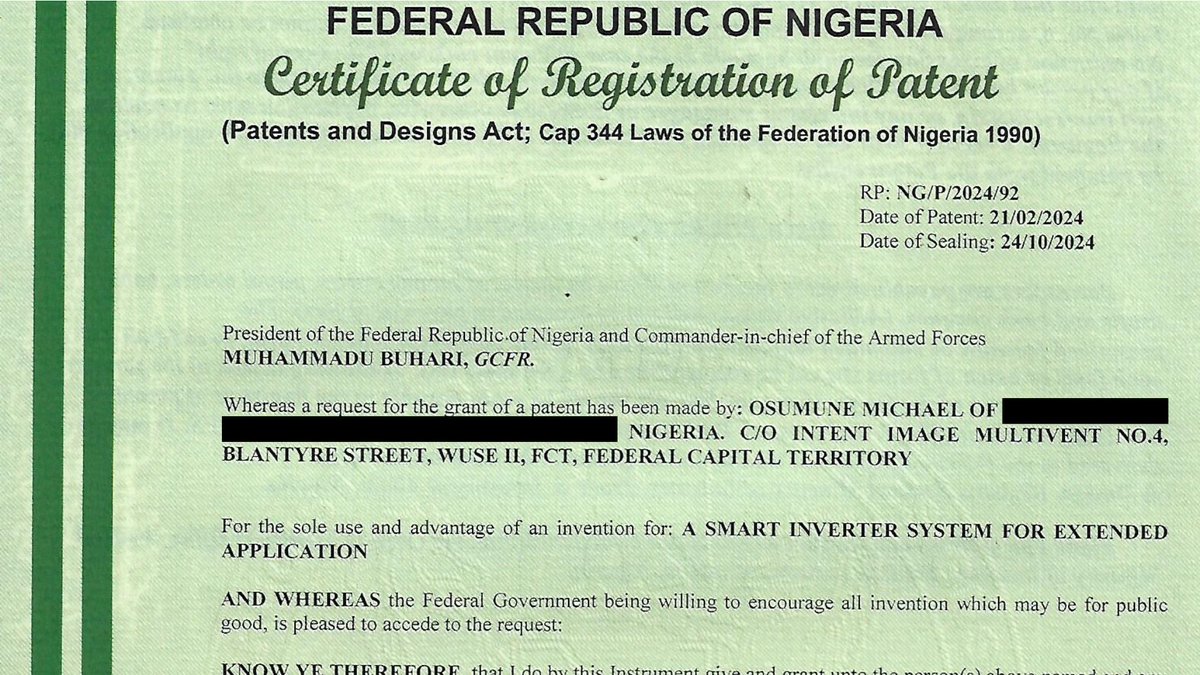 Big win for <a href="/MoonInnovation/">Moon Innovations</a> ! We’ve officially patented our Smart Inverter System. 🌍 Powered by <a href="/UKaid/">UK aid</a> , <a href="/TheRISAFund/">TheRISAFund</a> , and <a href="/UnilagNigeria/">University of Lagos</a> I2M Initiative. A step closer to clean energy &amp; digital transformation for Africa. #Innovation #SolarEnergy #CleanTech