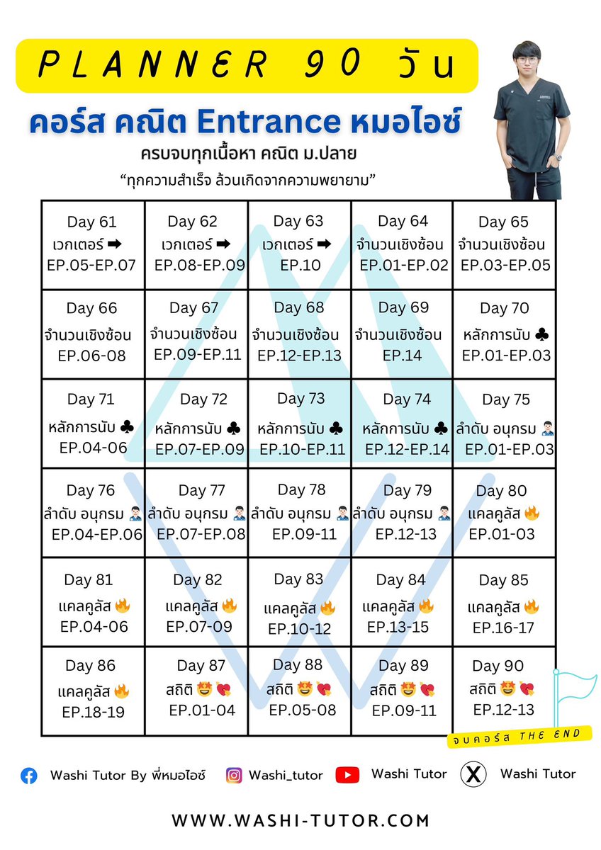 washi_tutor's tweet photo. แจก Planner 90 วัน
จบ คณิต ม.ปลาย ‼️

#dek68 #alevel #netsat #tpat1 
#สอบติดไปกับพี่หมอไอซ์ https://t.co/O3dSLYNNDu