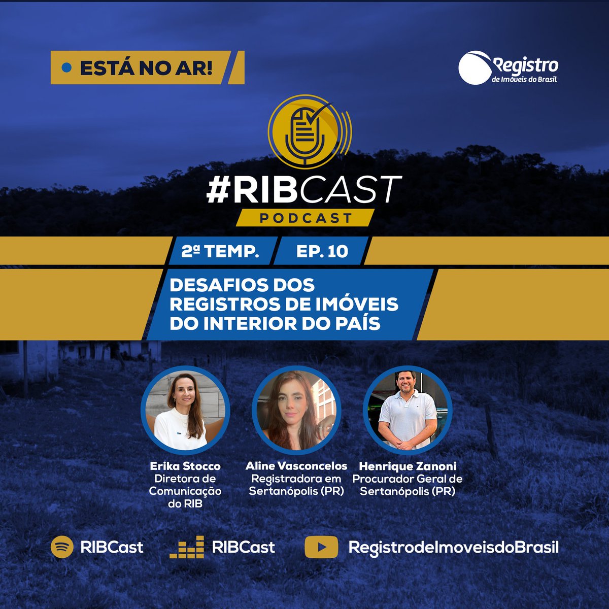 RIdoBrasil's tweet photo. Chegamos ao 10º e último episódio da 2ª temporada do RIBCast!

Para encerrar bem o ano, vamos conversar sobre a realidade dos Registros de Imóveis das cidades do interior.

Assista agora no YouTube (https://t.co/1Qc4zcXtS7) ou ouça no Spotify (https://t.co/gTkw5hBpXo). https://t.co/DDeoYvTZKP