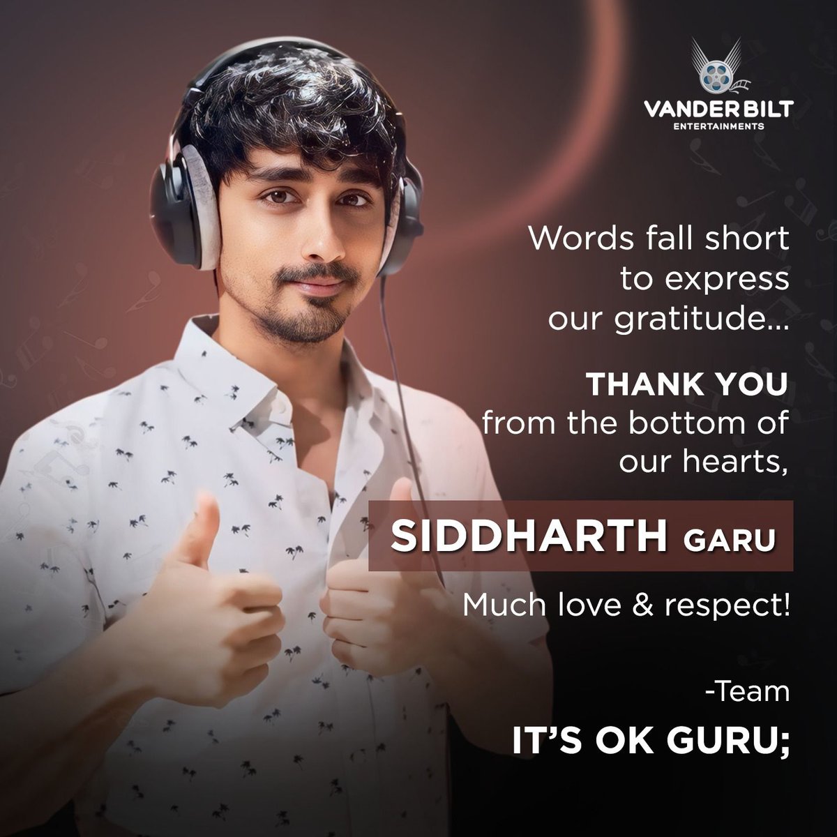 Indian Clicks (@indianclicks) on Twitter photo 🎉 A Heartfelt Thank You from the Entire Team #itsokguru_movie #Siddharth 🎤 #NaaSwaseNuvvai #ItsOkGuru
Here’s to more milestones together! 🌟
Here Song 🎵 youtube.com/watch?v=NuFW2p…
<a href="/VanderBiltEntmt/">VanderBiltEntertainments</a>
<a href="/AnapurapuSuresh/">Suresh.Anapurapu</a>
<a href="/mani_3222/">Manikanta</a> <a href="/MohithRahmaniac/">Mohith Rahmaniac</a>
<a href="/madhurasreedhar/">Madhura Sreedhar Reddy</a> 🎉 A Heartfelt Thank You from the Entire Team #itsokguru_movie #Siddharth 🎤 #NaaSwaseNuvvai #ItsOkGuru
Here’s to more milestones together! 🌟
Here Song 🎵 youtube.com/watch?v=NuFW2p…
<a href="/VanderBiltEntmt/">VanderBiltEntertainments</a>
<a href="/AnapurapuSuresh/">Suresh.Anapurapu</a>
<a href="/mani_3222/">Manikanta</a> <a href="/MohithRahmaniac/">Mohith Rahmaniac</a>
<a href="/madhurasreedhar/">Madhura Sreedhar Reddy</a>
