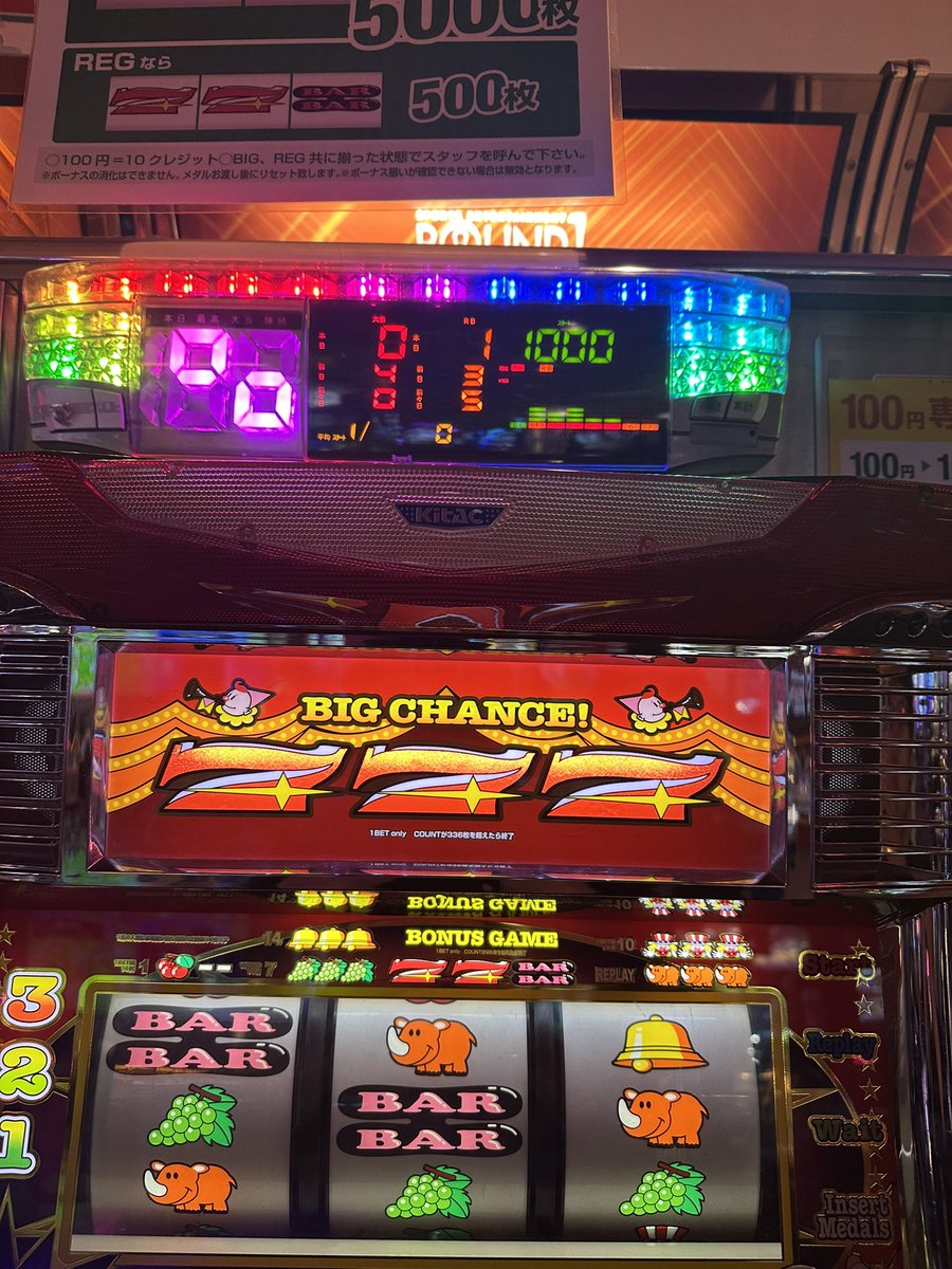 帰り際 820ゲームくらいの 一撃ジャグラー発見！ 3000円くらいで天井