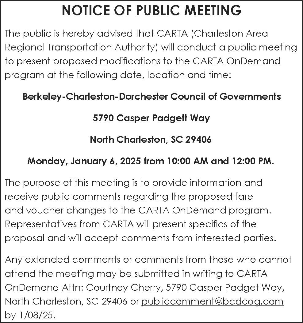 Revised Public Notice with corrected date of January 6, 2025