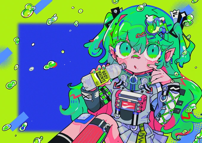 大塚製薬さまの「ボディメンテ」のポスターにイラストを寄稿させていただきました!秋葉原にはいろんなイラストレーターさんが描かれたポスターが飾られていますので、ぜひ足を運んでご覧ください〜! 