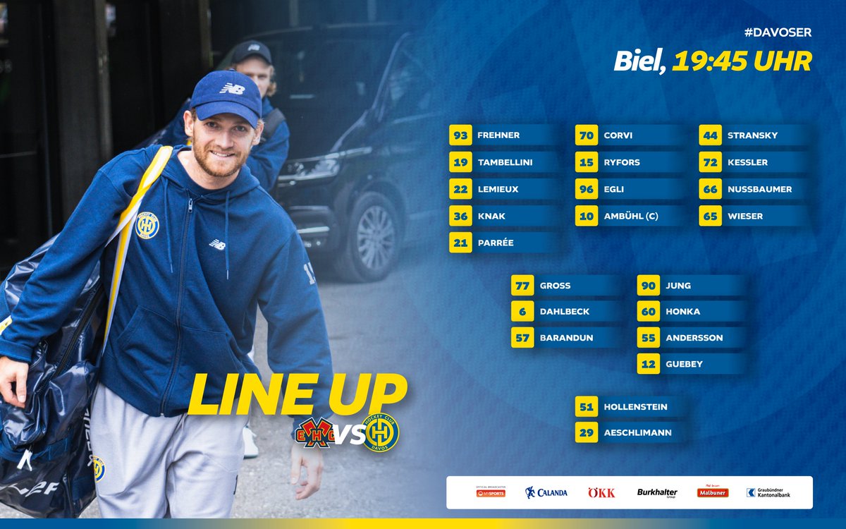 HCD_offiziell's tweet photo. 📋 Ünsches 𝗟𝗶𝗻𝗲 𝗨𝗽 heute gegen Biel! Es fehlen: #20Fora und #42Nordström (verletzt); #18Zadina (krank); #8Gredig (abwesend).
#Davoser | #HCD | #EHCBHCD https://t.co/UZOGSDjpyZ