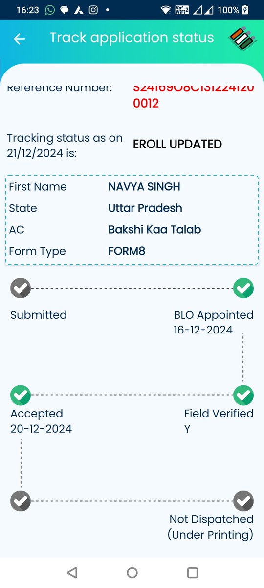 <a href="/ECISVEEP/">Election Commission of India</a> 
 मैंने वोटर आईडी को फार्म 8 के माध्यम से ऑनलाइन अपडेट एवं करेक्शन किया हूं किंतु अभी तक करेक्शन नहीं हुआ है अतः अनुरोध है कि वोटर आईडी में तत्काल करेक्शन करके अतिशीघ्र वोटर कार्ड उपलब्ध कराने का कष्ट करें