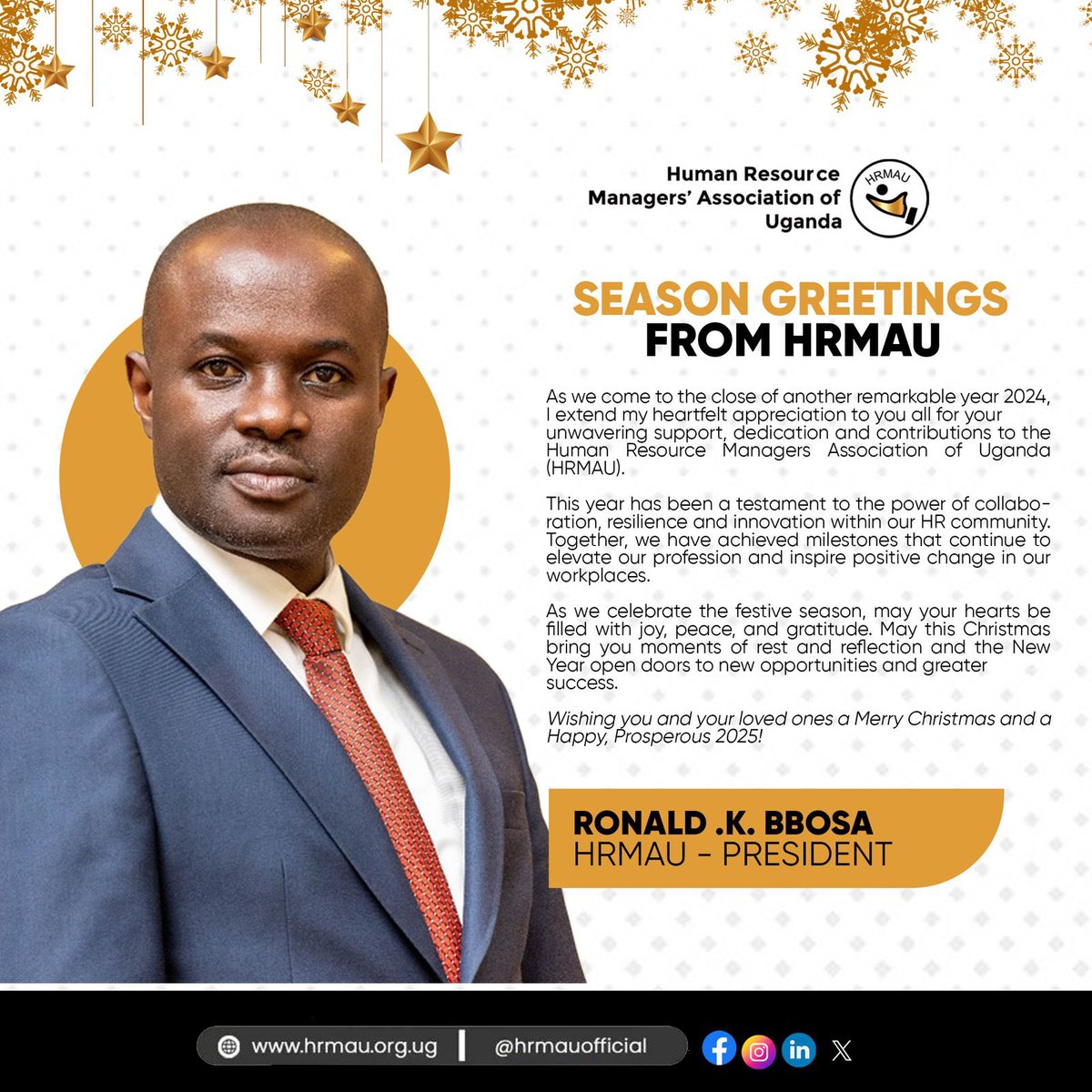 This Season’s message from our President Ronald Bbosa. Happy Holidays to you and your Loved ones! ❤️