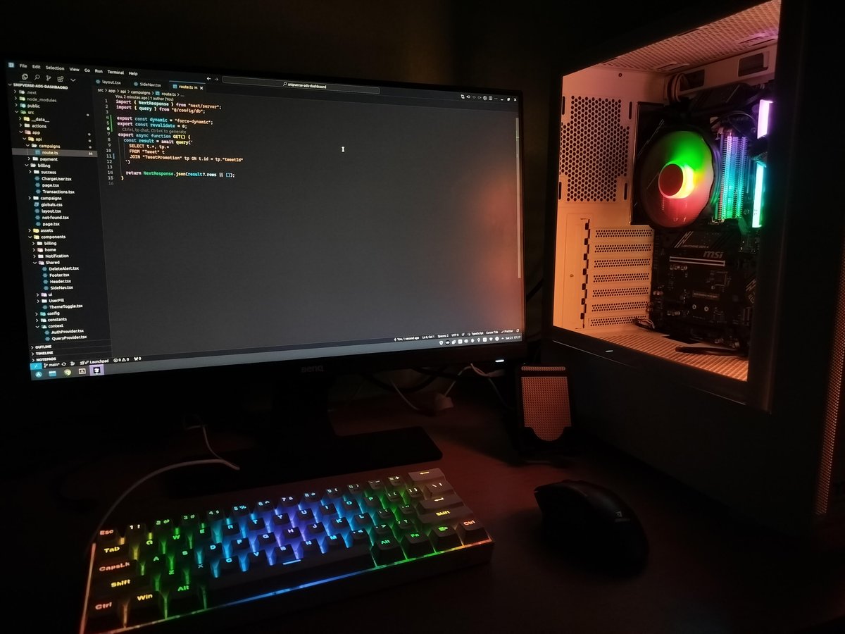 RoshanP93399181's tweet photo. 🔥 "Code, coffee, and RGB dreams.✨ This is where the magic happens. Just me, my battle station, and endless lines of code. 🌈🚀
#DeskSetUp #CodeLife #RGBMadness" https://t.co/3wQApVM7rM