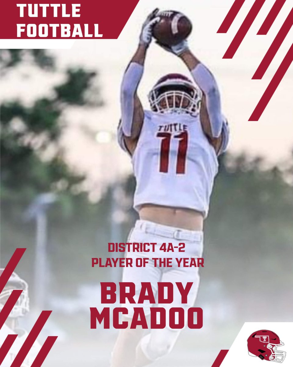 Brady_McAdoo12's tweet photo. Honored and Blessed to be named District Player of the year @TuttleFootball  @calegundy @MiguelChavis65 @CoachDDudley @WoodyGlass @OU_CoachHill @CoachVenables @coach_bhall @CoachRTBradford @CoachEmmett 
@SpurrierCoach @LDKep @_ClaytonWoods @AdamDorrel 
@L_Armstrong3 @JamesDJackson15 @Matt_Ungie @CoachXQuig @CoachBreske @CoachAnderson15 @CoachBrianLepak @Coach_Langs @CoachAhYou @ISUMattCampbell @spedbraet @JoeyMcGuireTTU @TylerOlker @CT_ou6 @Switz 
@CoachBrianKelly @CoachJoeSloan @jkbtjc_53 @alex_christo_ @COACHJUICE_ @CoachBrianKelly @DeMarcoMurray @NastyWideOuts @CoachMattRhule 
 @PFitzB @PSUCoachSmith  @coach_paramore @ChuckLillie @CBassett_OSU @CoachCRiles  @coachp_ACU @CoachSvarczkopf @Coach_Satt @GarretMcGuire @CoachNiccum66 @CoachSeanKelly