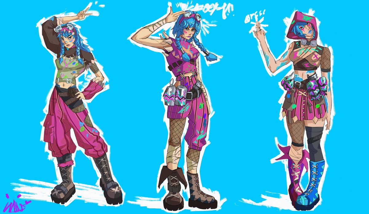 PajunarErwin's tweet photo. Meet my new characters! I will create a  illustration of one of the characters I chose ❤️.

#artist #art #Portfolio #characterdesign #originalcharacter #arcane #jinx #isha #drawing #commissionopen https://t.co/XKHitn8aPC