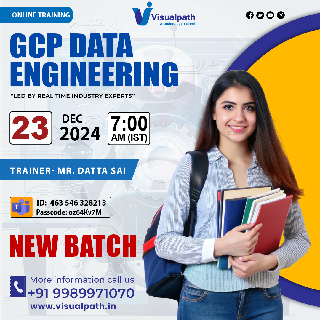 VisualpathPro's tweet photo. Teams link https://t.co/OSFW1sZUD2
Meeting ID: 463 546 328213
Passcode: oz64Kv7M
Attend Online #NewBatch On #GCP_DATA_ENGINEERING
Batch on: 23rd December 2024 @7:00 AM IST.
Call us: +91 9989971070
WhatsApp: https://t.co/n8JEQbFPM7
Visit: https://t.co/tYLeqAyRfr
#DataEngineer https://t.co/b6p83BrKSd
