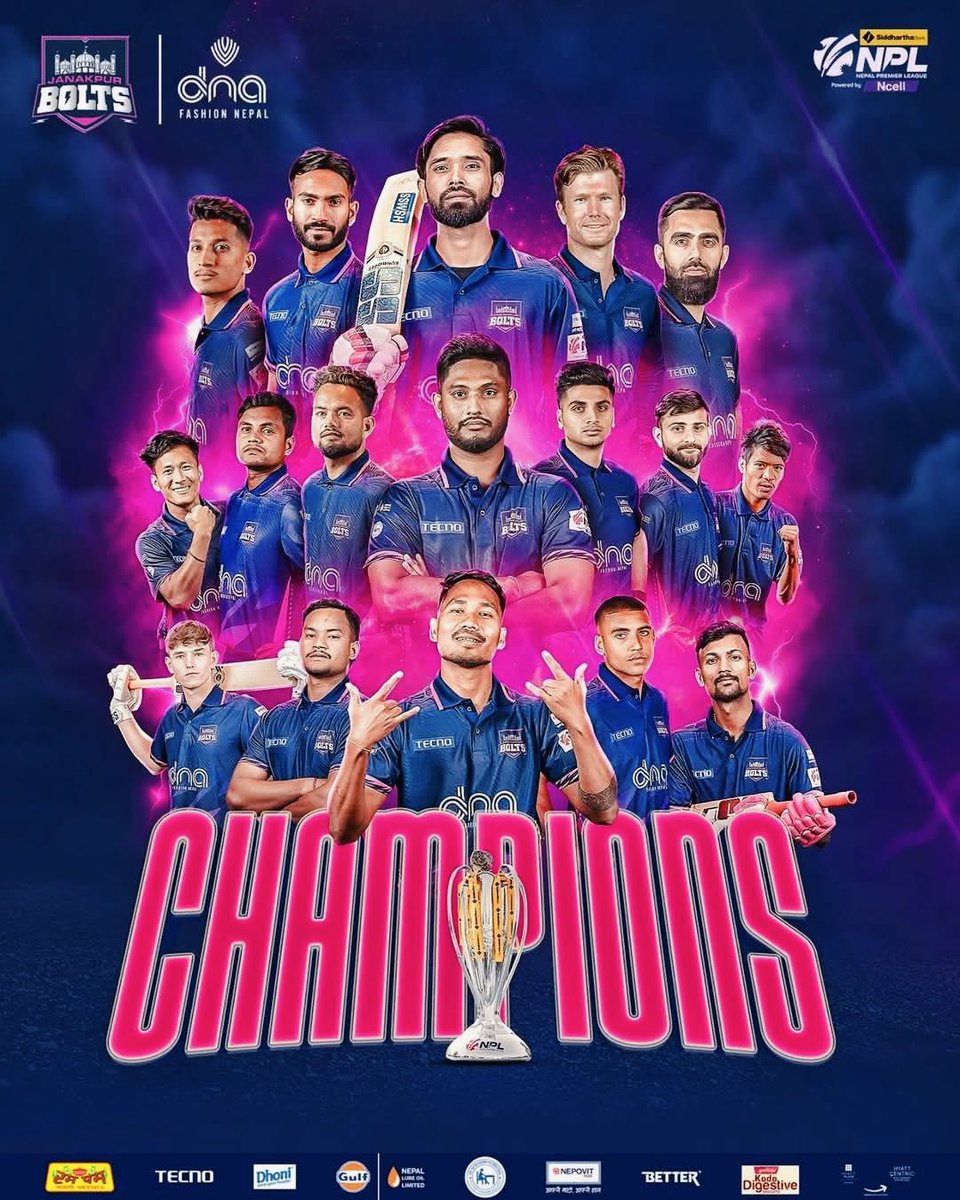 subhadraw_'s tweet image. Congratulations Janakpur Bolts 🎉🎊
First NPL champion 

#NPL 1 #NepalCricket | #NcellForFans #SBLNPL | #Nepal | #Cricket
