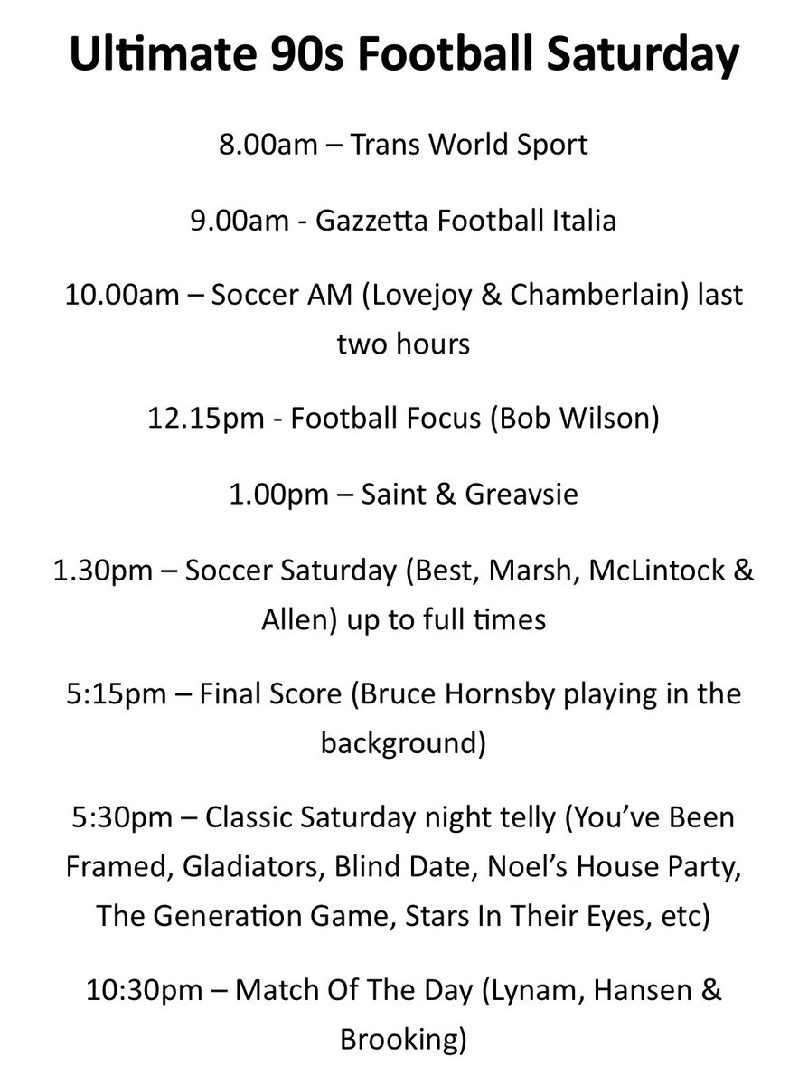 Imagine if all these brilliant football shows in their prime were scheduled on the same day. 🤯