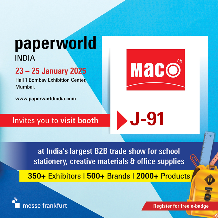 MacoPens's tweet photo. Exciting news! 🎉 Baba Tracon Private Limited is thrilled to exhibit at Paperworld India 2025 in Mumbai!

📅 23rd - 25th January 2025
📍 Bombay Exhibition Centre, Stall J-91
Come visit us and explore how we can help you Write Your Success! 💼
#MacoPens #PaperworldIndia2025 https://t.co/ynfa48ekxh
